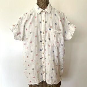 Sonoma COTTON DOUBLE GAUZE Casual Button Down Shirt RETRO SUNBURST Pattern S